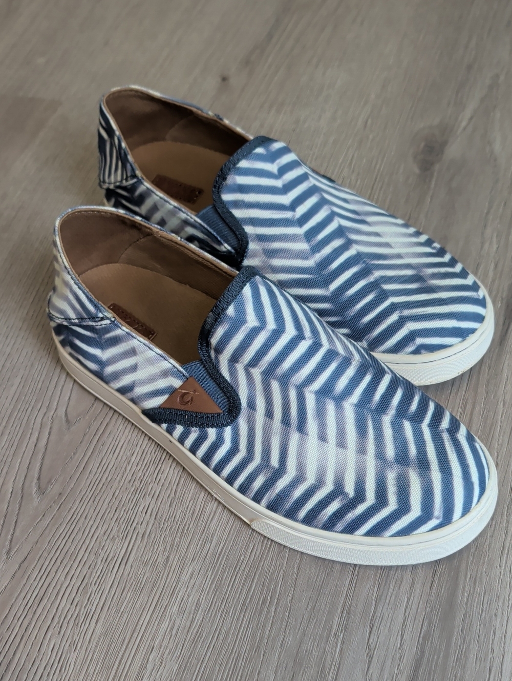 Olukai Blue Chevron Slip-On Sneakers